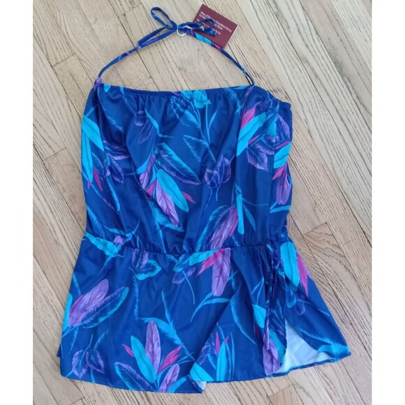 NEW JC Penny 24W Swimsuit Tankini Tropical Swim Dress One Piece Cover Up Top USA - Picture 1 of 9